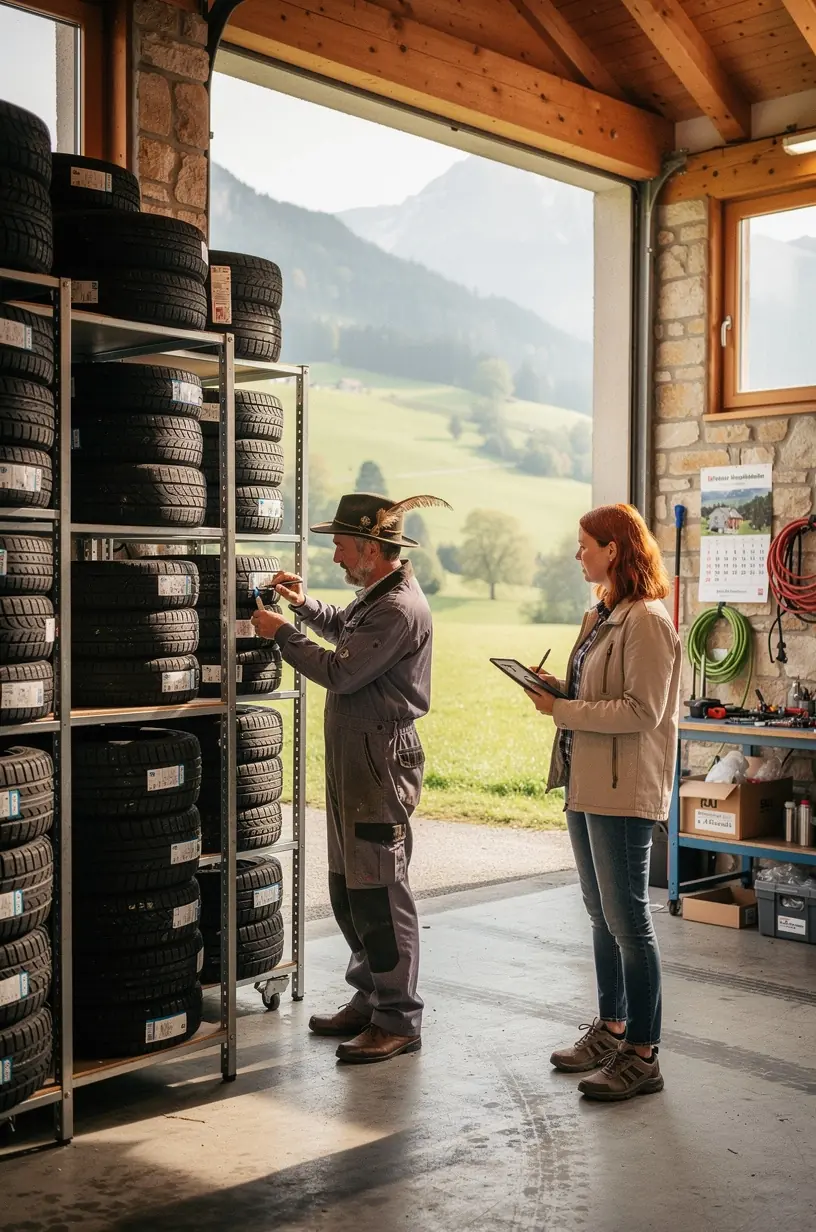 Techniker balanciert Reifen sorgfältig für optimale Fahrsicherheit und Komfort.